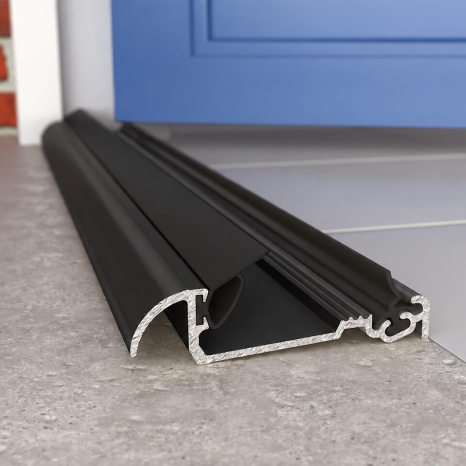 image 1 of Exitex Macclex 15/2 Aluminium Door Threshold Draught Excluder Cill for 44mm Doors, 914mm | Black