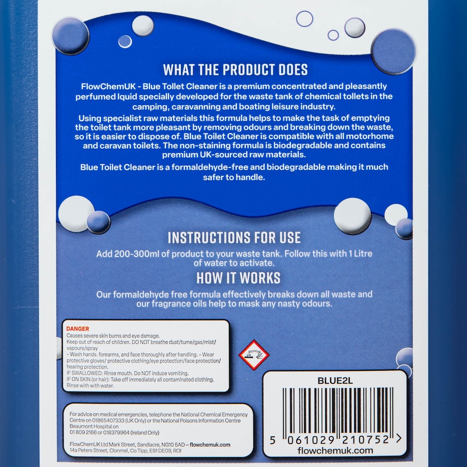 image 1 of 2.5 Litres Cherry Blue Toilet Waste Tank Cleaning Rinse Concentrate Fluid
