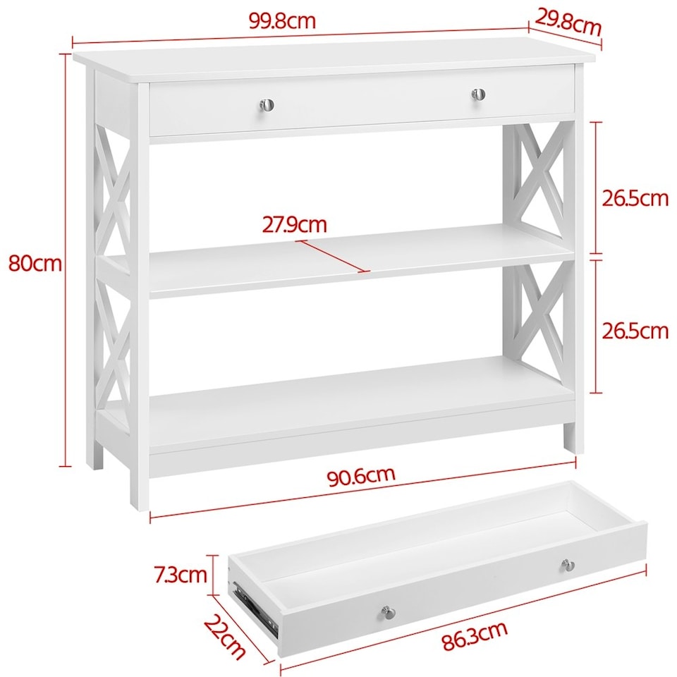 image 1 of Yaheetech Wooden Console Table with 1 Drawer and 2 Open Shelves