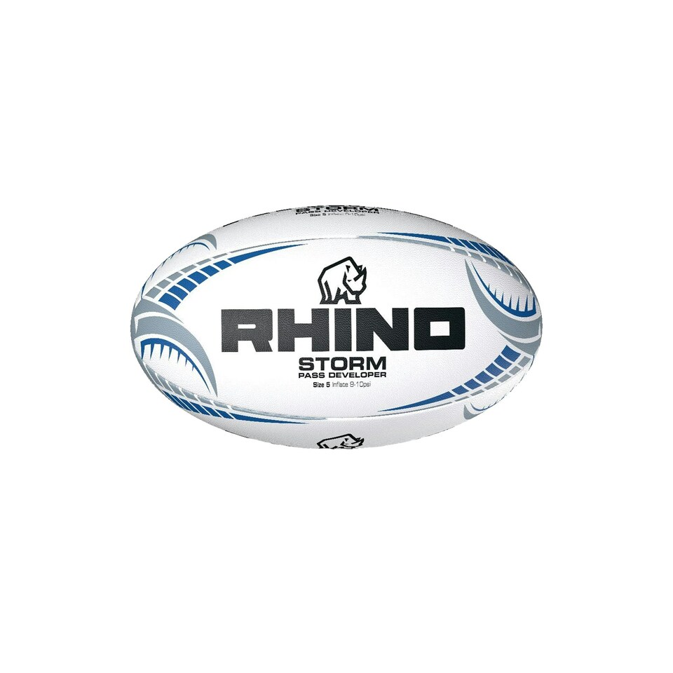 image 1 of Rhino Storm Pass Developer Rugby Ball - White/Blue/Black - 5 White