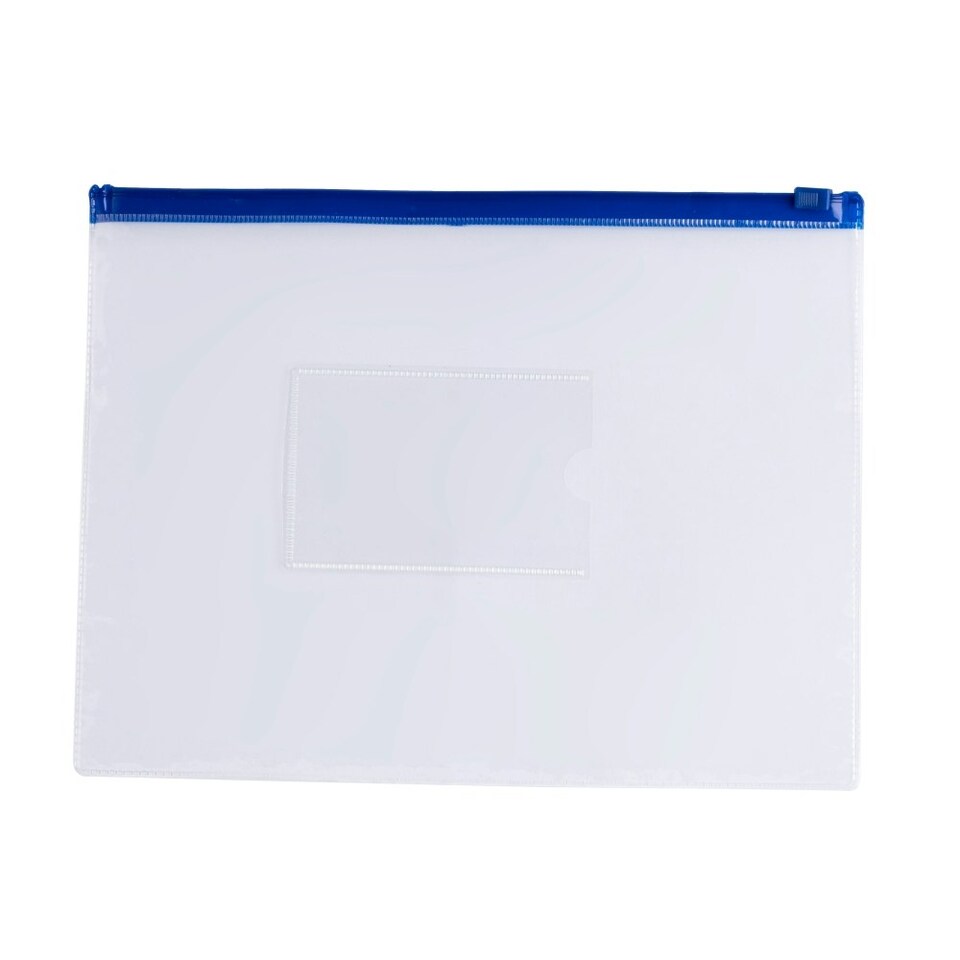 image 1 of Pack of 12 A5 Clear Zippy Bags with Blue Zip
