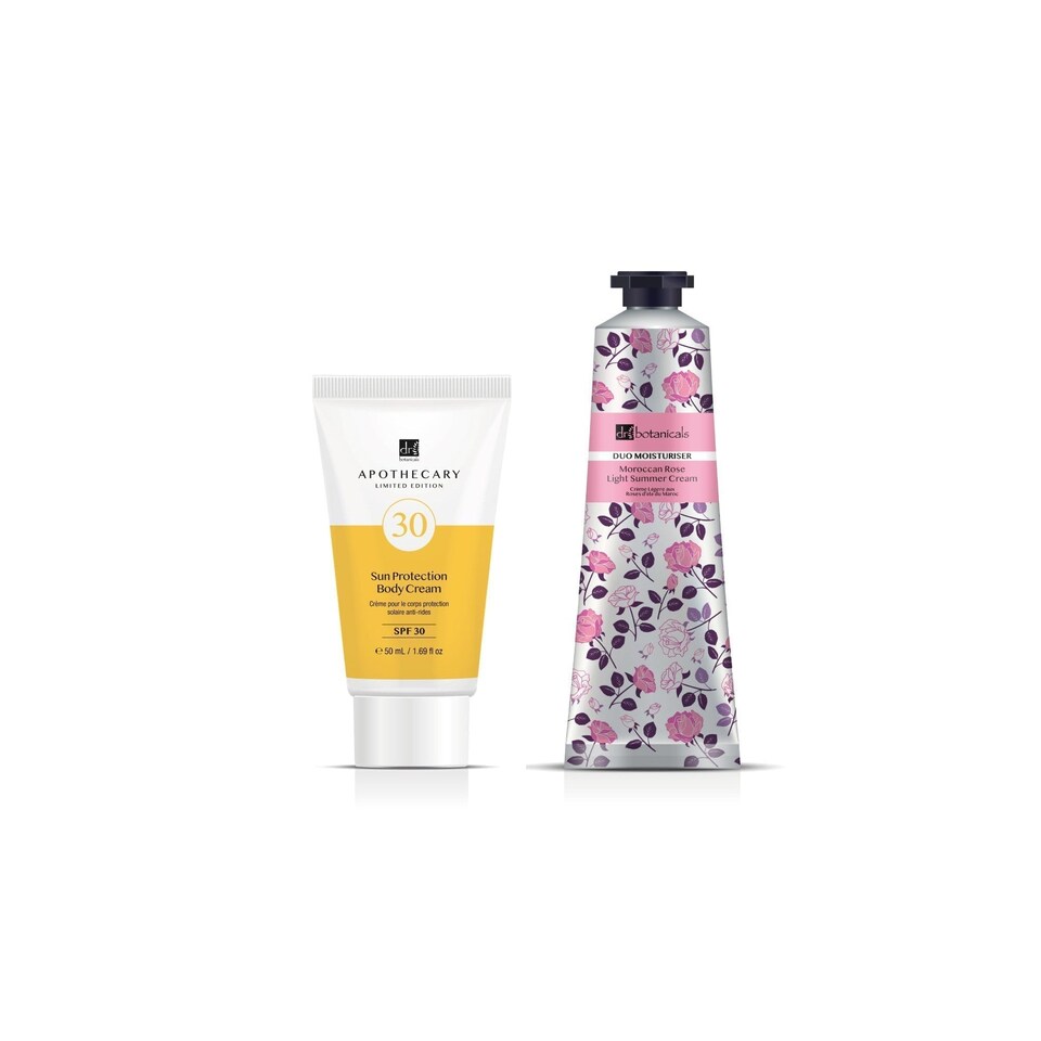 image 1 of Dr Botanicals Anti-Ageing SPF 30 Moroccan Rose Light Summer Body Kit