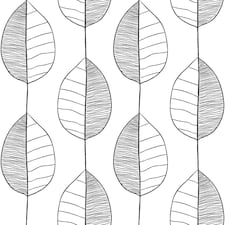 Sample of Fika Leaf Wallpaper in Black and White | White | Black and White