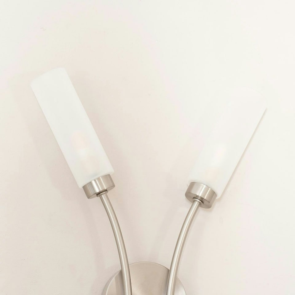 image 1 of ValueLights Maya Pair - 2 Way Curved Brushed Chrome Wall Light Fitting for