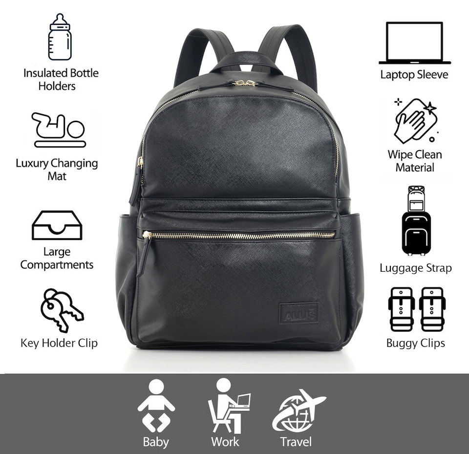 image 1 of Allis Lux Baby Changing Backpack - Black