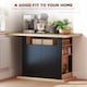 image 3 of HOMCOM Kitchen Island with Storage Cabinet and Spice Rack, Black & Natural