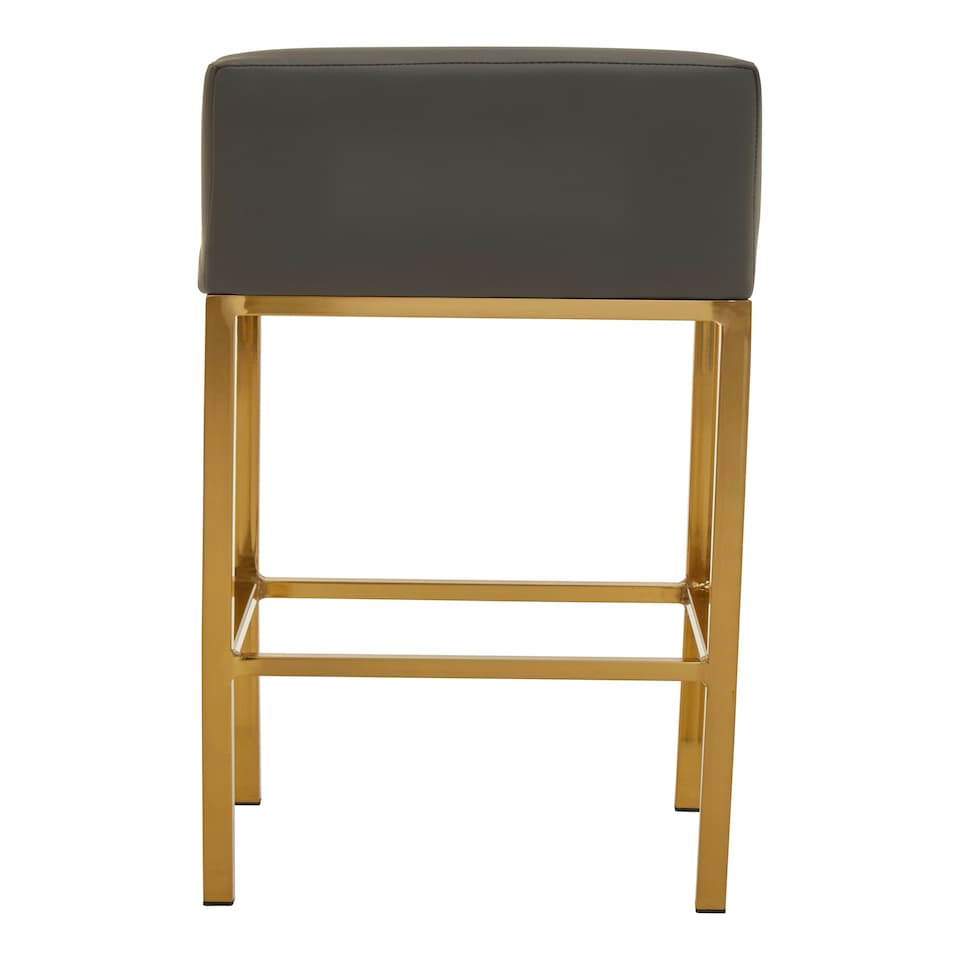 image 1 of Interiors by Premier Dark grey and Gold Finish Bar Chair, Glam Touch Indoor Metal Bar Stool, Footrest Bar Chair