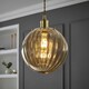 image 2 of ValueLights Chessy Ribbed Glass Easy Fit Lamp Shade & Bulb | Gold