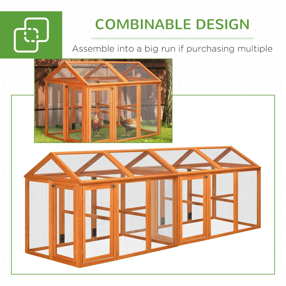 image 1 of PawHut Chicken Run, Wooden Chicken Coop w/ Combinable Design - Orange