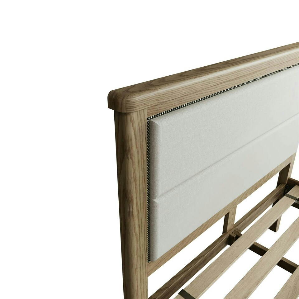 image 1 of Holcombe Solid Wood King Size Bed Frame Wooden Slats Bedroom Smoked Oak