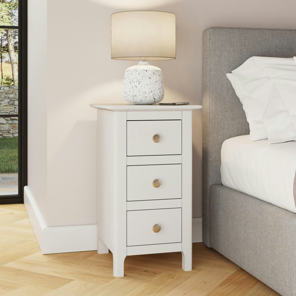 image 1 of Palma 3 Drawer Bedside Cabinet Pure White