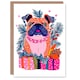 image 1 of Greeting Card Dog Lover Cute Pug Presents Vibrant Modern For Her Woman Xmas Christmas Card