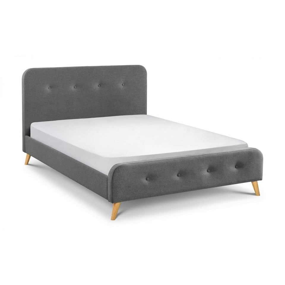 image 1 of Grey Linen Curved Retro Fabric Bed - King 5ft (150cm)