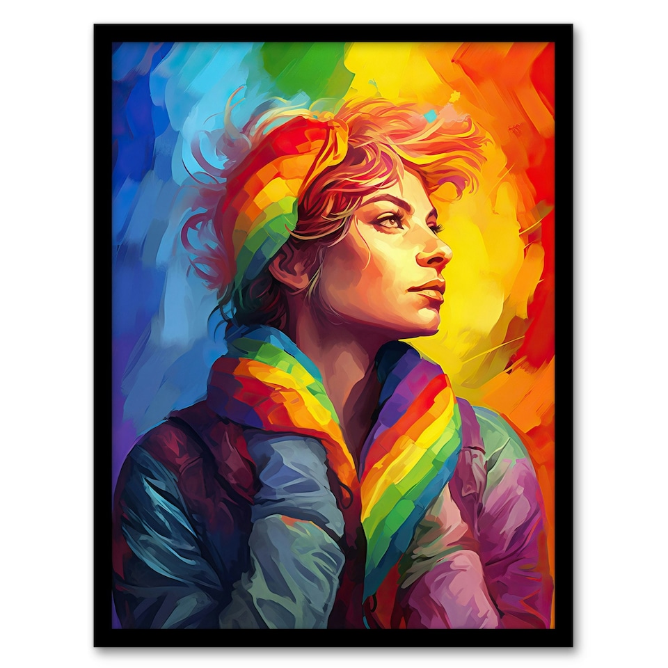 image 1 of Pride Lgbtqia Rainbow Inclusive Contemporary Black Framed Wall Art Print A4