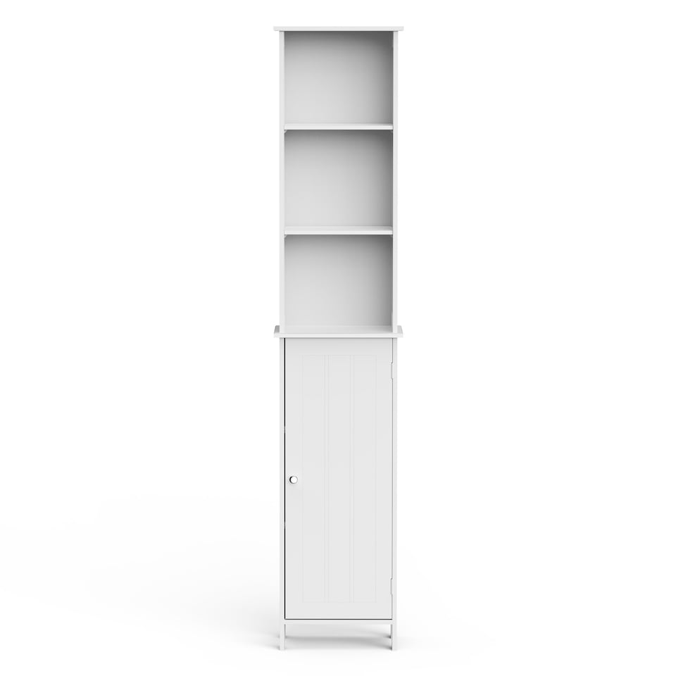 image 1 of VonHaus Holbrook White Freestanding Tall Bathroom Storage Cabinet with 6 Shelves