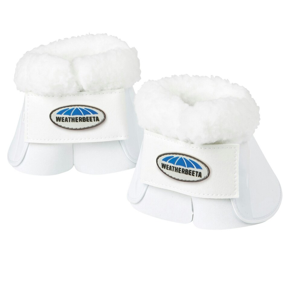 image 1 of Weatherbeeta Fleece Trim Impact Bell Boots - White - Pony