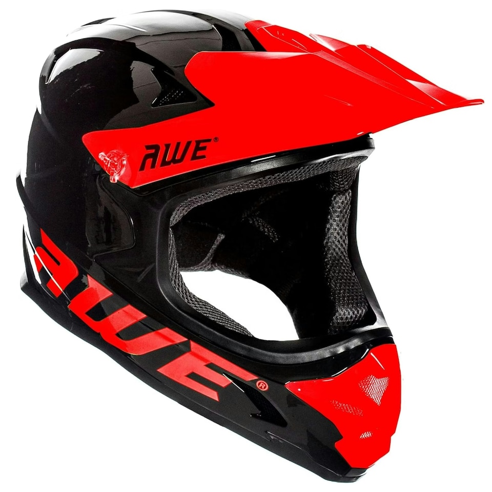 image 1 of AWEBlast BMX/Downhill/Full Face/Enduro Bike Helmet Black Red Large 58-60cm Black | L