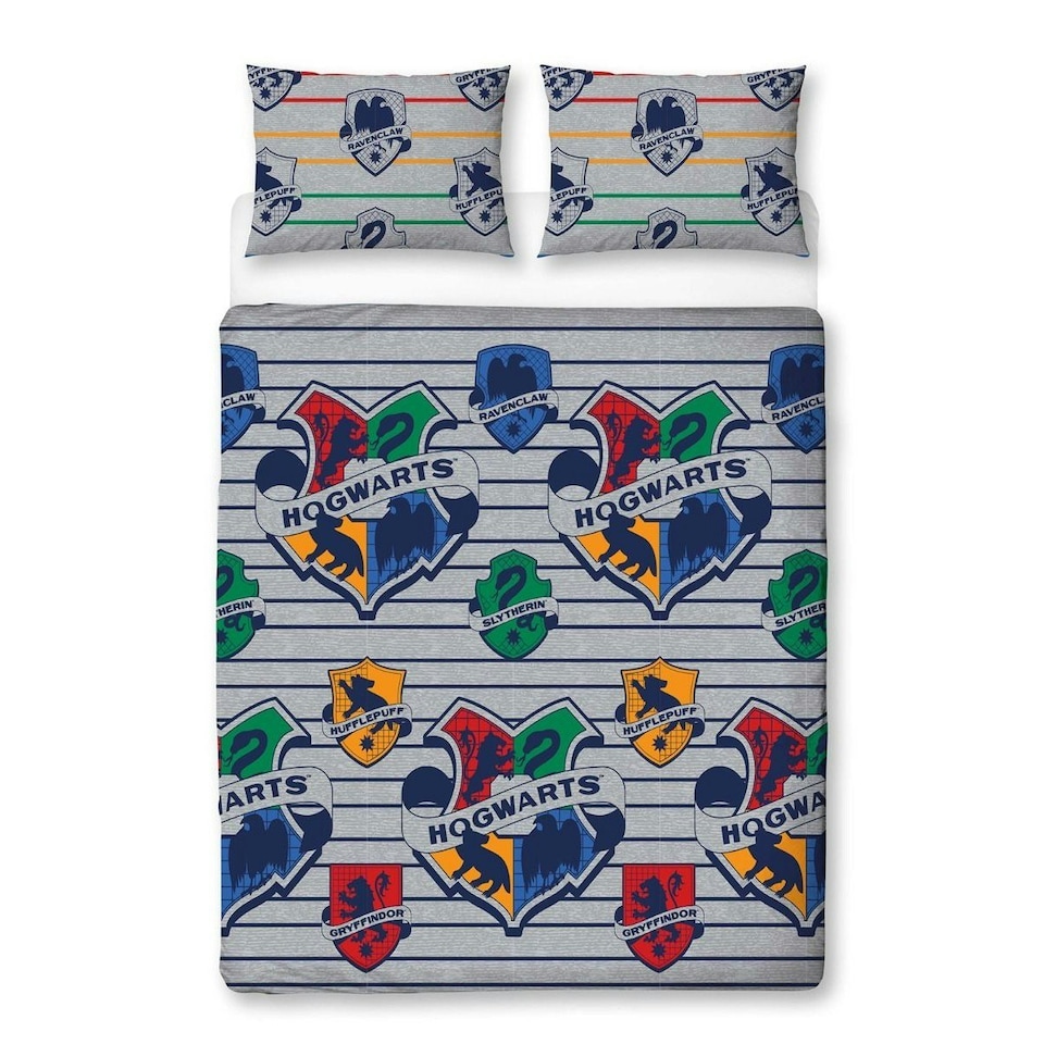 image 1 of Harry Potter Brave Duvet Cover Set - Grey/Multicoloured - Double | Grey | Double