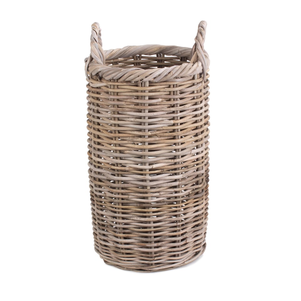 image 1 of Round Rattan Umbrella Basket | Grey | Grey | One Size