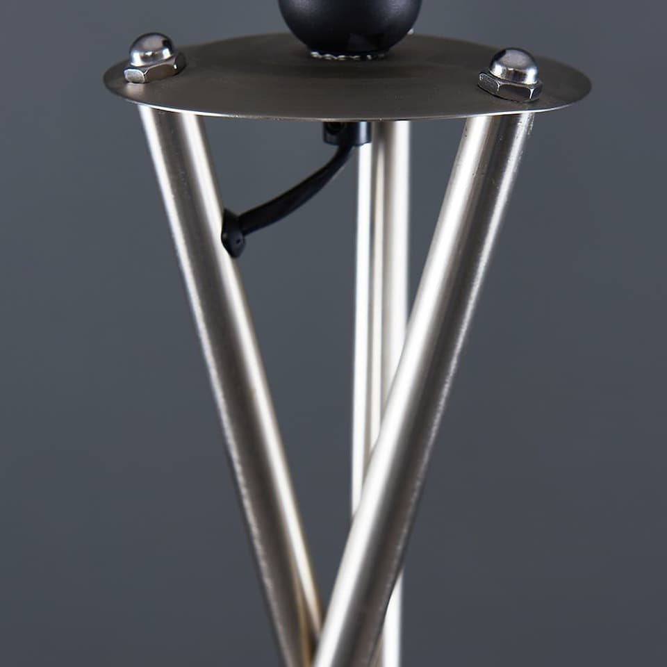 image 1 of ValueLights Camden Brushed Chrome Tripod Floor Lamp Grey Copper Shade and Bulb