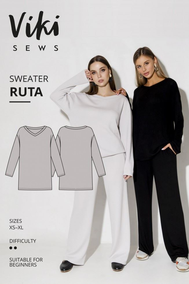 Vikisews Ruta Sweater Paper Sewing Pattern – Women’s Tops & Sweaters, Sizes XS–XL, Easy