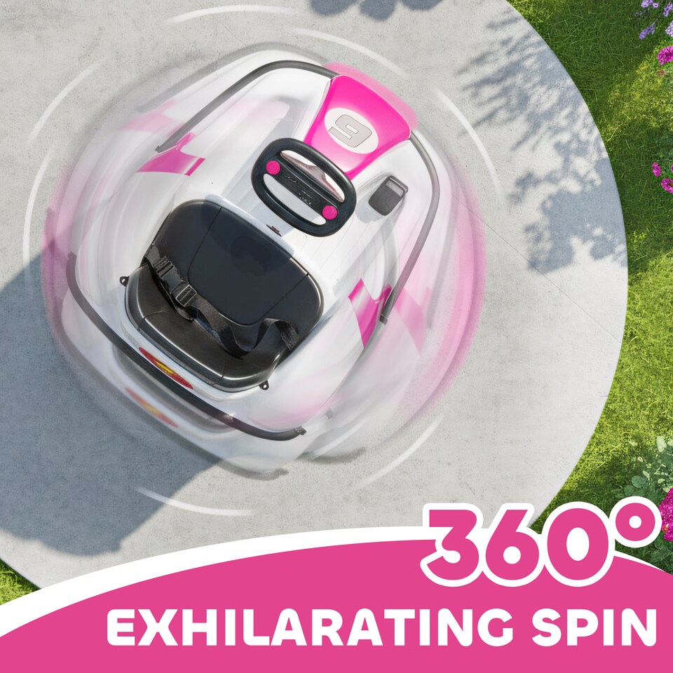 image 1 of AIYAPLAY Kids Bumper Car with 360-Degree Rotation Spin, Safety Belt, Pink