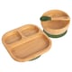 image 1 of Tiny Dining 3pc Divided Bamboo Suction Dinner Set - Olive Green