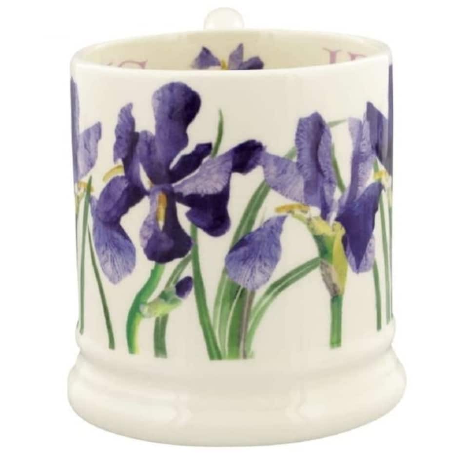 image 1 of Mug: 1 x 300ml Emma Bridgewater Blue Iris Half Pint Mug, Ceramic White