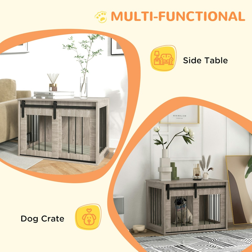 image 1 of PawHut Dog Crate Furniture with Removable Cushion, for Medium Dogs - Brown