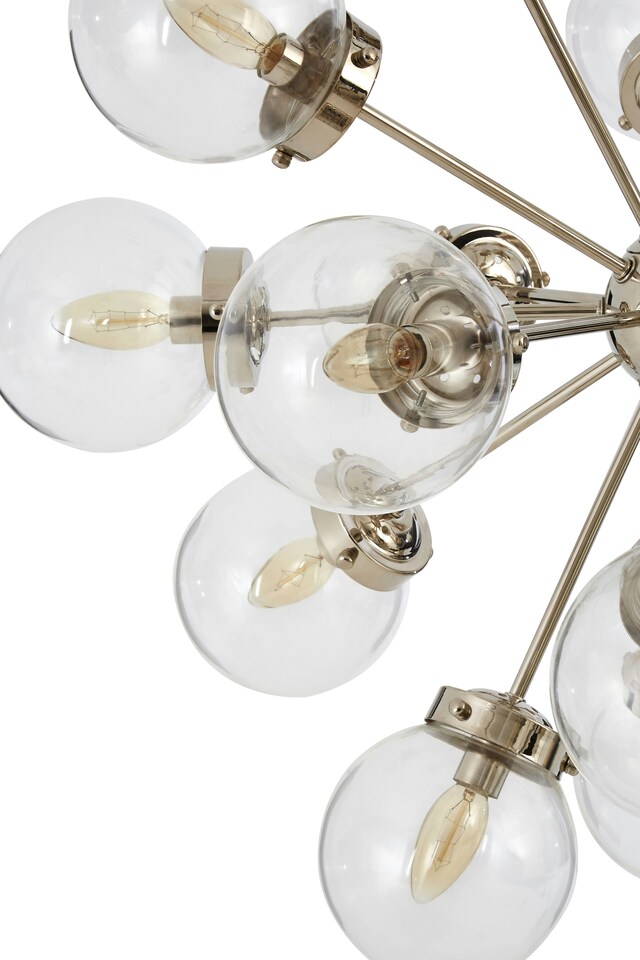 image 1 of Interiors by Premier 18 Light Silver Ceiling Pendant, Abstract Burst Design Statement Light, Glass Globe Ceiling Light | Silver