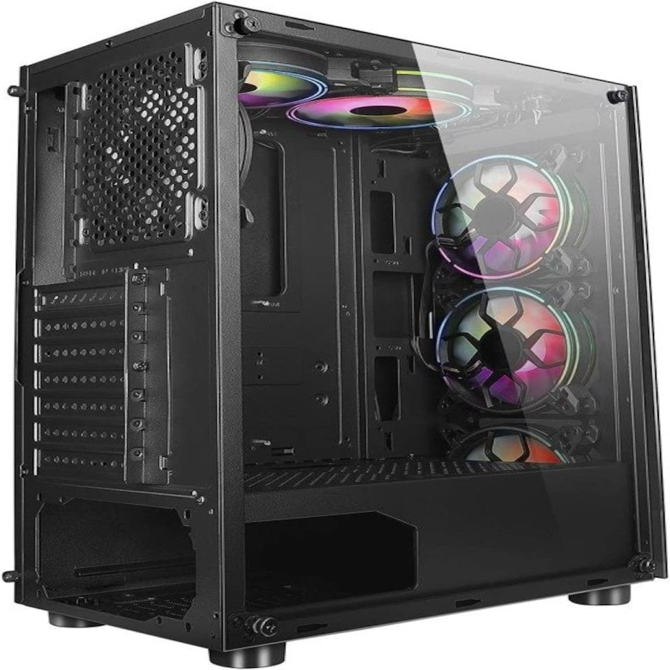 image 1 of CiT Mirage F6 Mid Tower ATX Gaming PC Case - Black&nbsp; Black