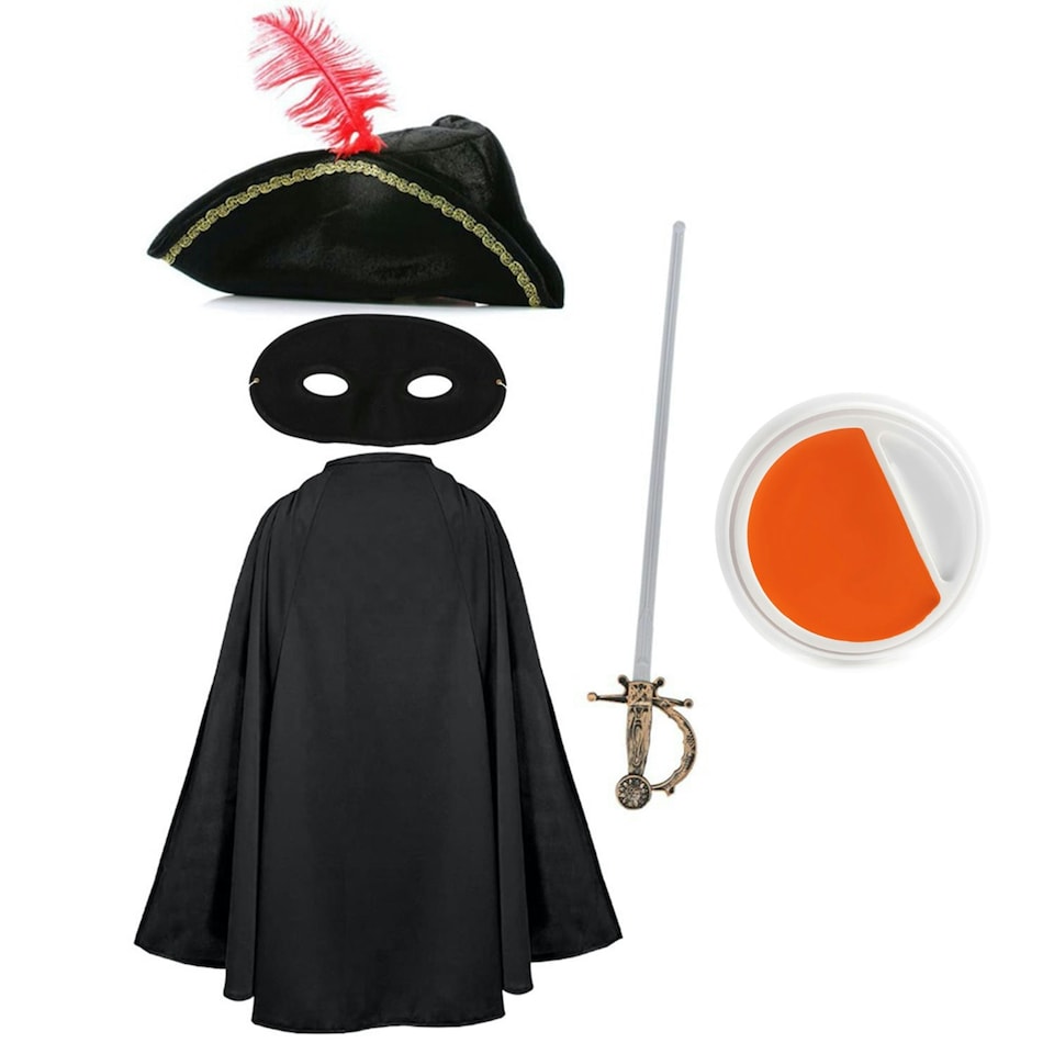 image 1 of Cat Bandit Costume - with Sword & Face Paint Black | One Size