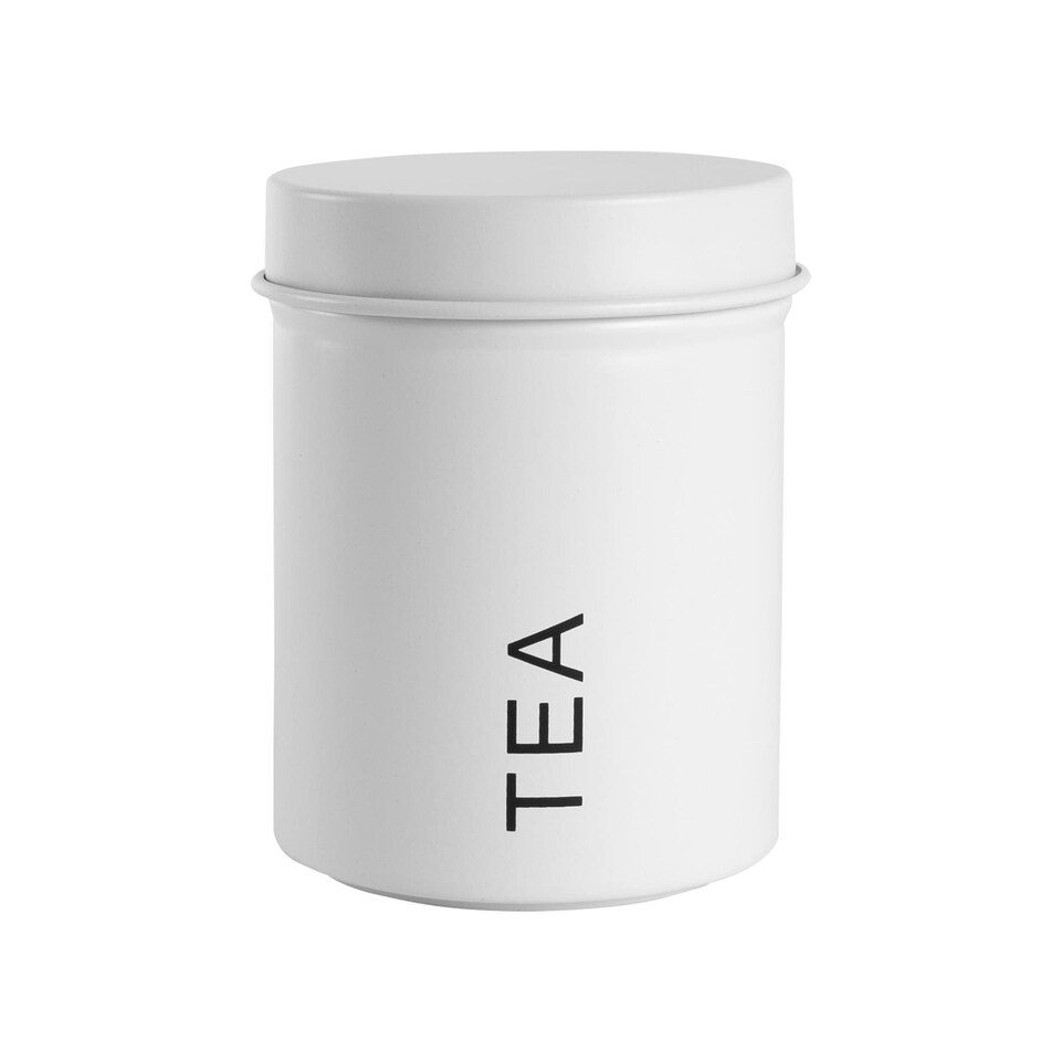 image 1 of Harbour Housewares Matt White Round Metal Kitchen Tea Canister Kitchen Caddy Kitchen Storage Containers Canisters
