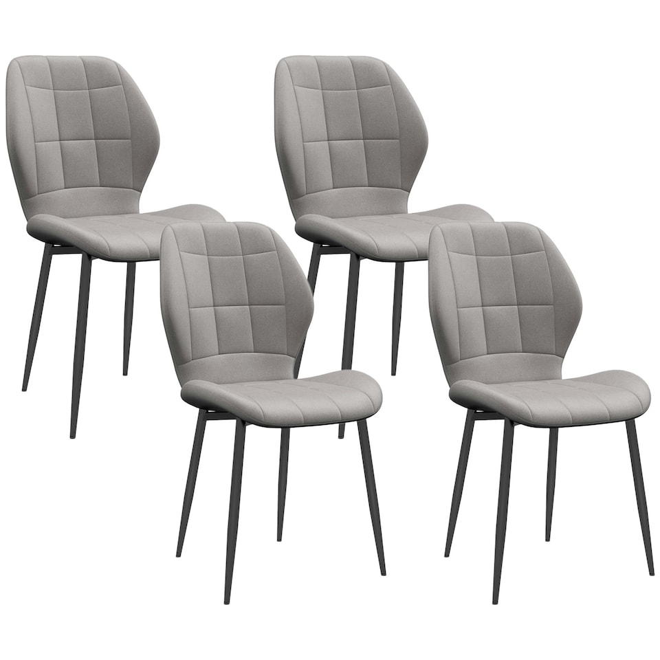 image 1 of HOMCOM Modern Style Kitchen Chairs Set of 4 with Flannel Upholstered