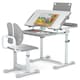 image 9 of COSTWAY Kids  Study Desk & Chair Set Height-Adjustable Children Study Desk-Grey