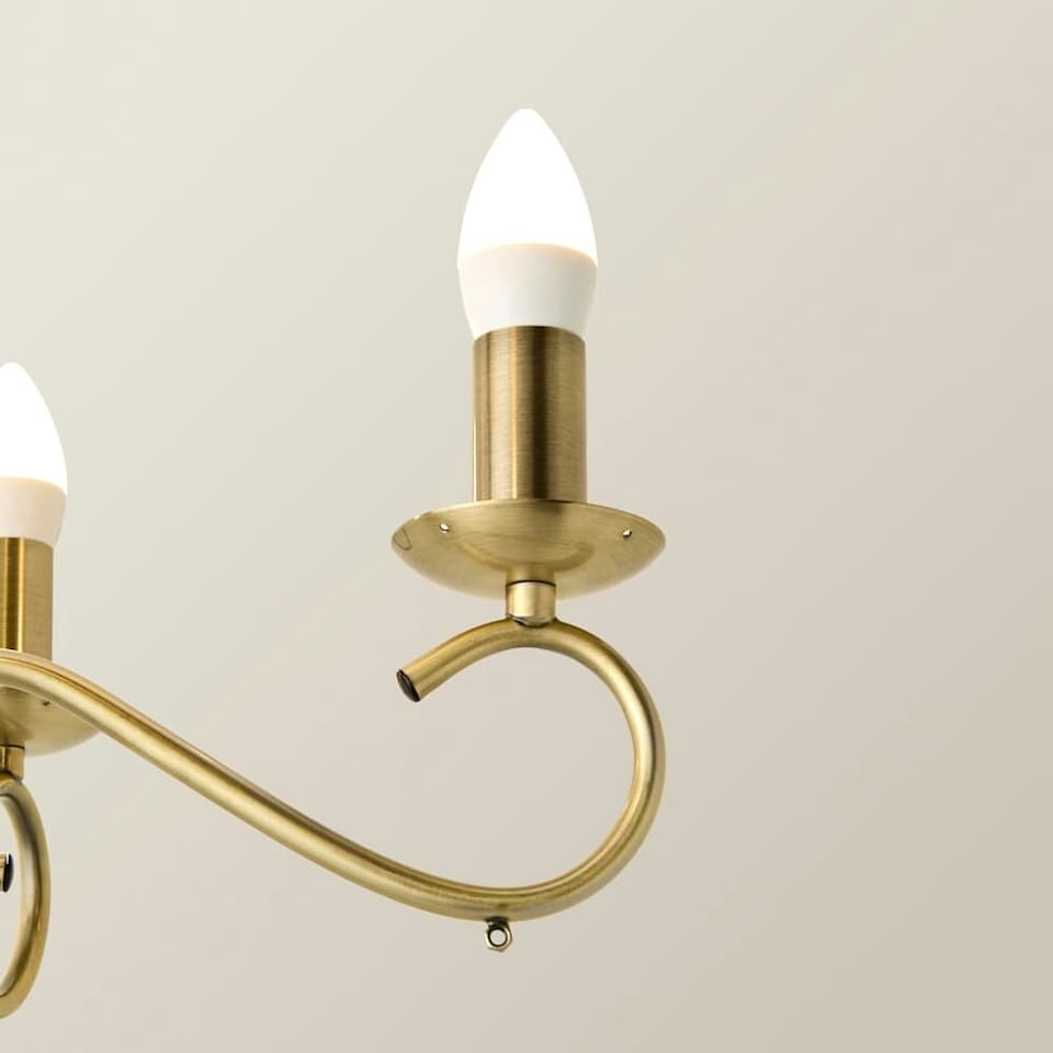 image 1 of ValueLights Antique Brass 5 Way Crystal Jewel Chandelier Ceiling Light Fitting | Gold