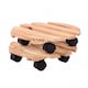 image 1 of Set of 2 30cm Wooden Plant Flower Pot Mobile Mover Trolley Stands