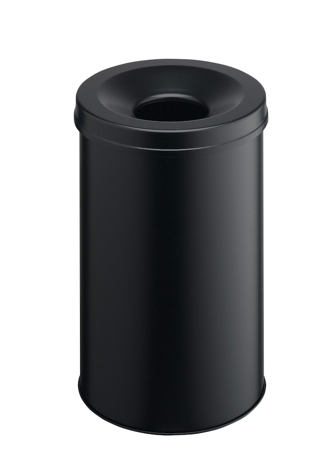 image 1 of Durable Fire Extinguishing Metal Waste Bin | TUV Certified | 30L | Black
