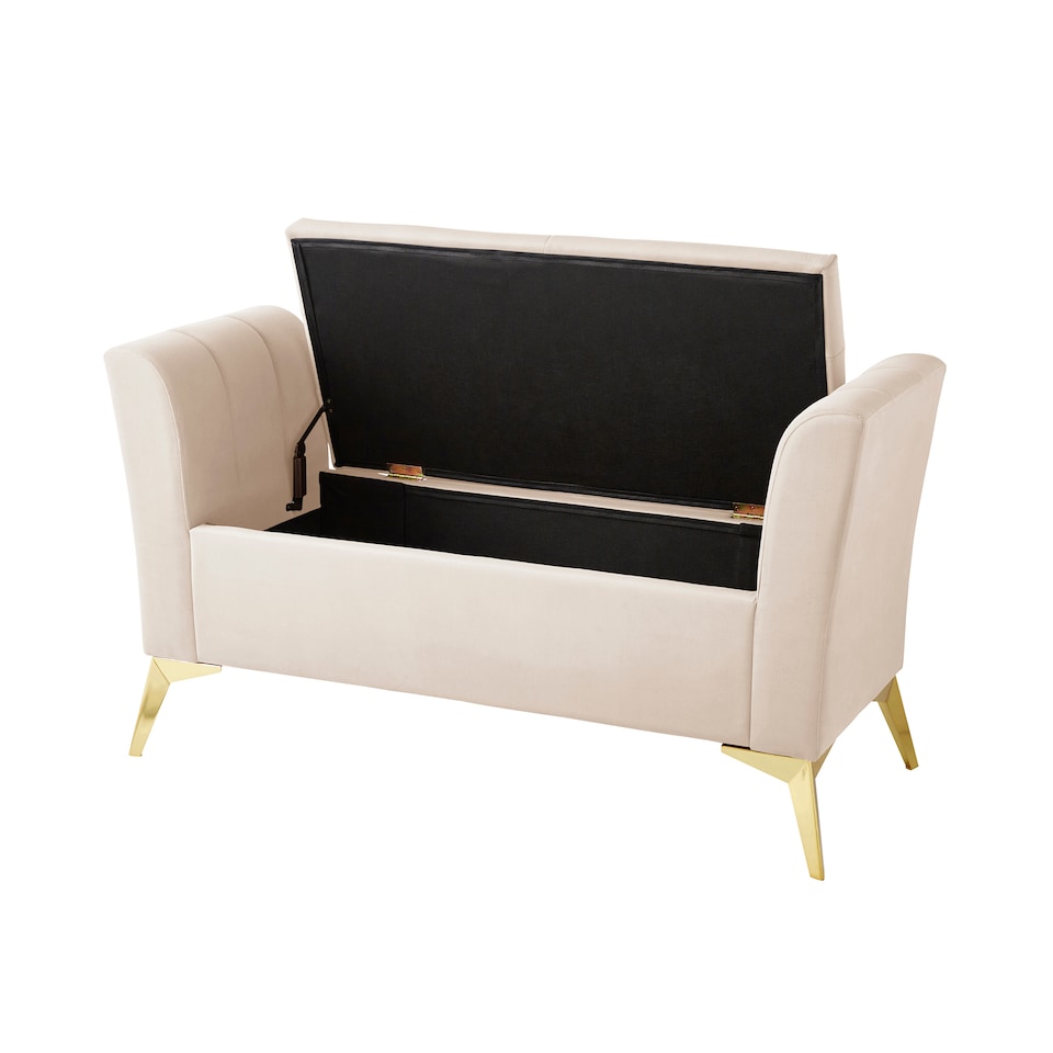 image 1 of Pettine Ottoman Storage Bench | Cream | Natural