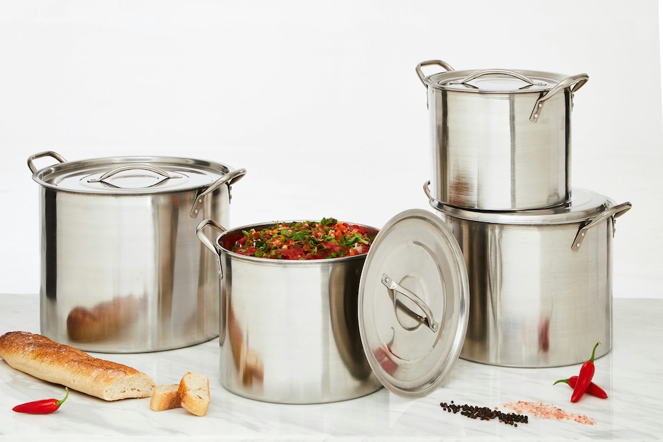 image 1 of Orsina 4 Pc Stainless Steel Stockpot Set, Stainless Steel Stock Pot With Twin Handles, Pots with Lid for Cooking