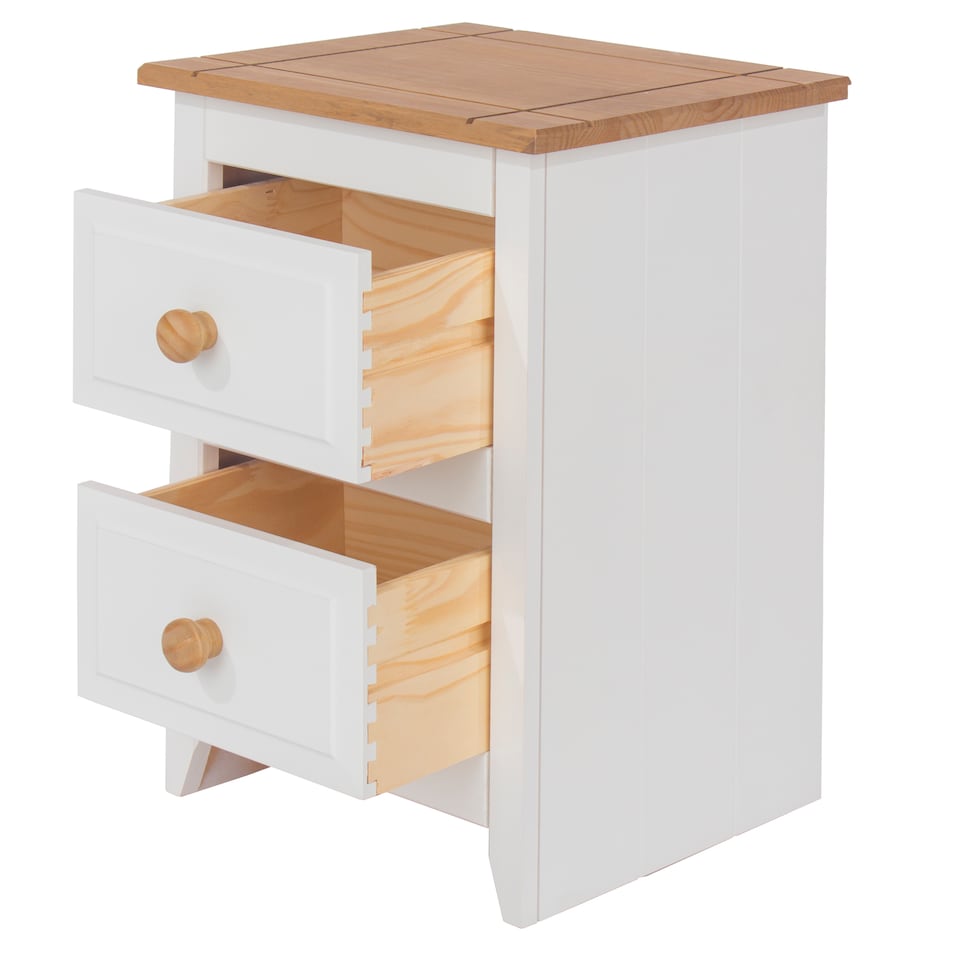 image 1 of Capri White 2 Drawer Petite Bedside Cabinet - Shaker Style, Coastal & Country Bedroom Furniture | White | White | One Size | 1