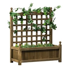Outsunny Raised Garden Bed with Trellis Garden Planters Indoor Outdoor