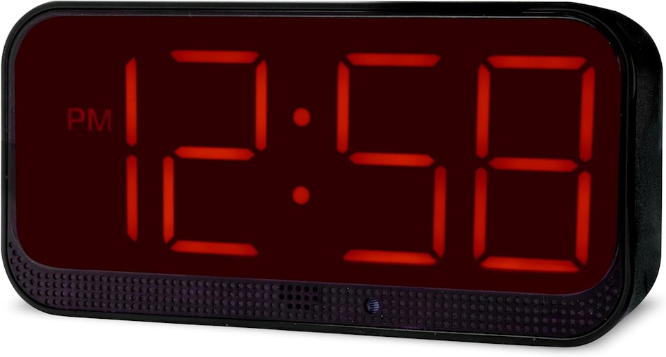 image 1 of Acctim Silas LED Wireless Alarm Clock, 2-inch Display with Adjustable Volume and Brightness | Black | Black/Red