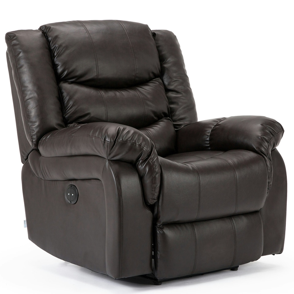 image 1 of Seattle Electric Automatic Recliner Home Lounge Bonded Leather Chair (Brown)