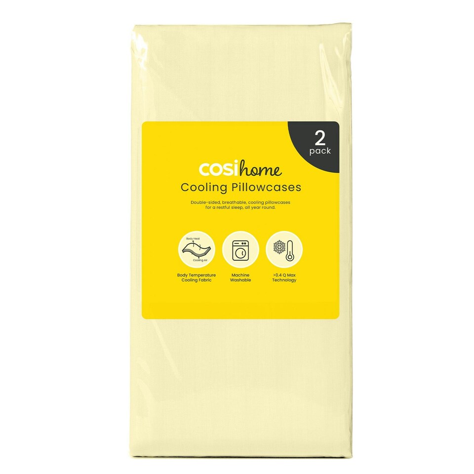 image 1 of 80 x 50 cm Yellow Cooling Pillow Case - 2 Pack