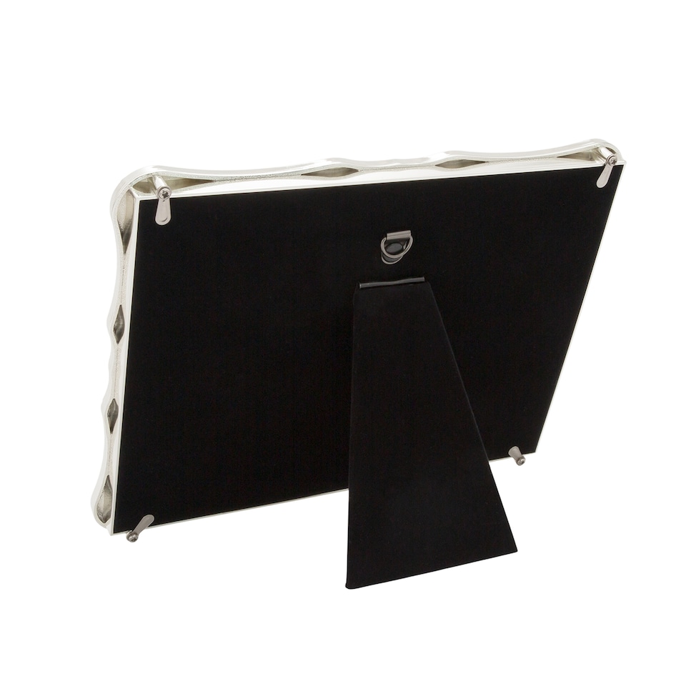 image 1 of Modern Engagement Picture Frame in Silver Plating with Double Rings | Silver | One Size