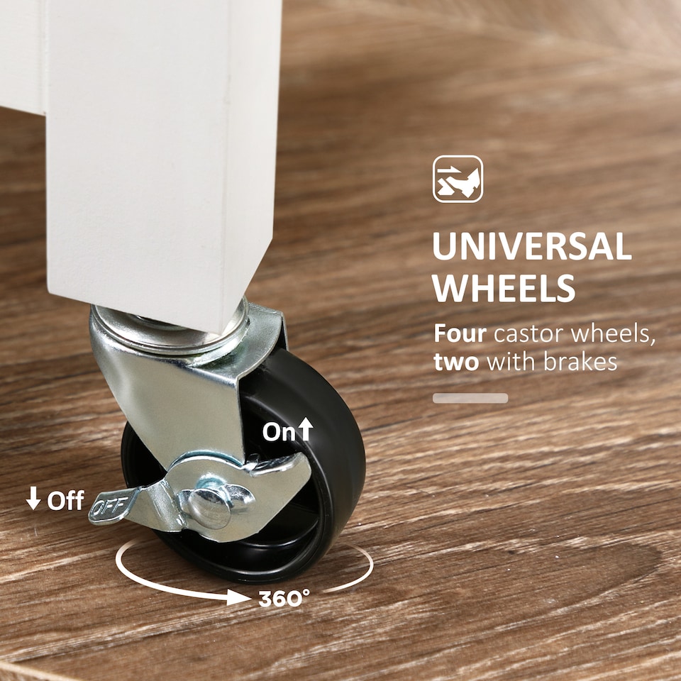 image 1 of HOMCOM Rolling Kitchen Island Cart, Bar Serving Cart, Compact Trolley on Wheels with Wood Top, Shelves & Drawers for Home Dining Area, White