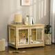 image 6 of PawHut Dog Crate Furniture End Table w/ Soft Cushion, Double Door - Oak Tone