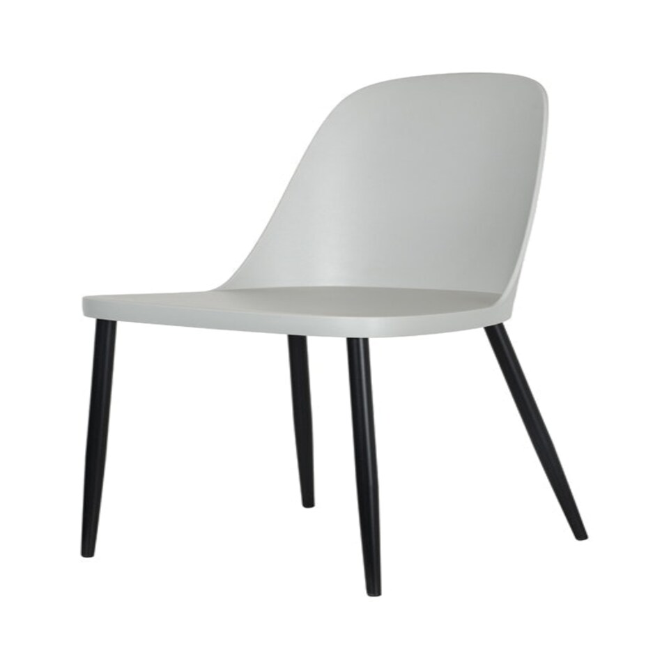 image 1 of Aspen Round Dining Table and 4 Duo Plastic Seats Chairs with Metal Legs - Grey Oak/Black - Flat Packed Grey