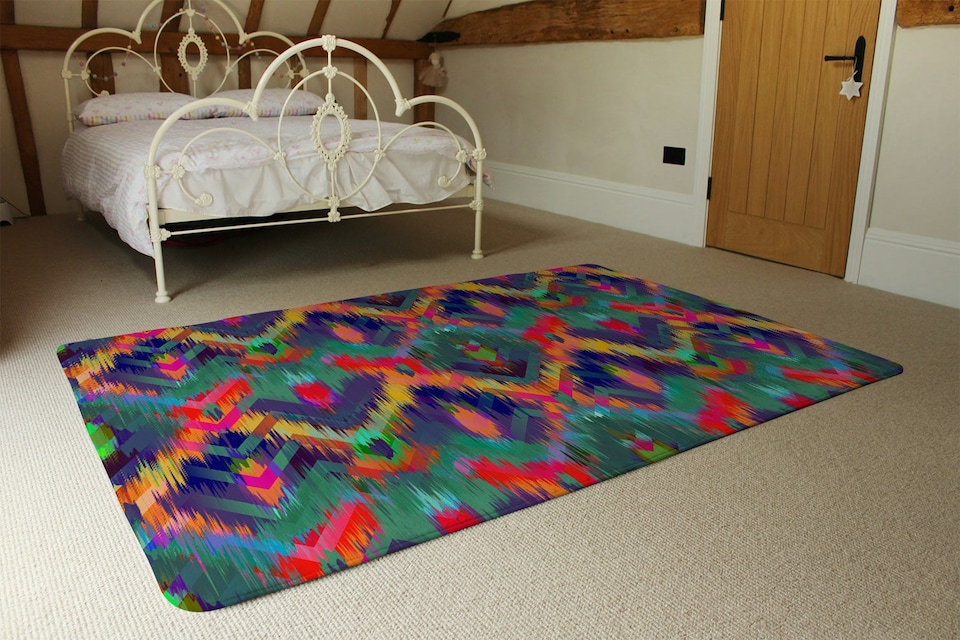 image 1 of Abstract ethnic ikat pattern (Rug) | Multi | XL